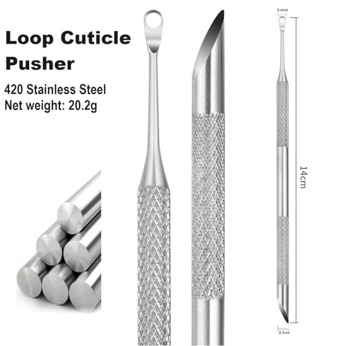 Dual-Ended Stainless Steel Cuticle Pusher with 100/180 Grit Sandpaper