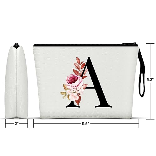 Personalized Canvas Makeup Bag - Custom A-Z Initial Cosmetic Organizer