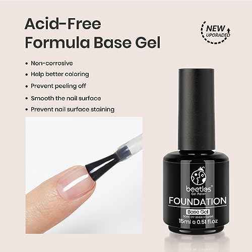 Beetles Blooming Gel & Base Top Coat Set, 3PCS 15ML Shine Finish Long Lasting No Wipe Top Coat Gel Nail Polish Base Spreading Marble Effect Soak off UV LED Nail Art Gifts for Women