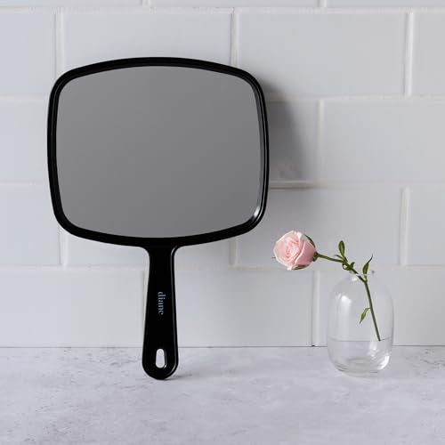 Diane Professional Quality Hand Mirror ? Hand Held Mirror with Handle, Single Sided Vanity Makeup Mirror for Women, Men, Salon, Barber, Shaving, and Travel, Medium 7.5" x 10.75" In Black