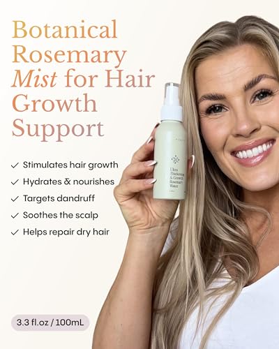 FRØYA Organic Rosemary Hair Mist - Thicken & Revitalize Hair, Hydrating Scalp Spray, 3.3 Fl oz