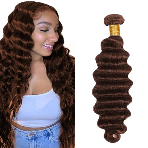 #4 Brown Deep Wave Human Hair Bundle - 20 Inch, 50g