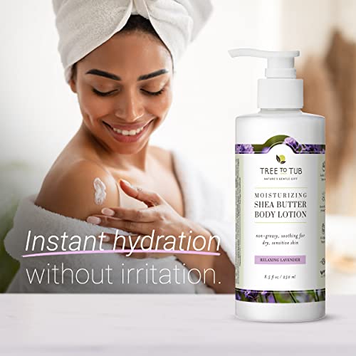 Tree To Tub Lavender Shea Butter Body Lotion for Dry Skin & Lavender Body Wash for Sensitive Skin and Dry Skin - Moisturizing Sensitive Skin Lotion & pH Balanced Moisturizing Body Wash for Women & Men