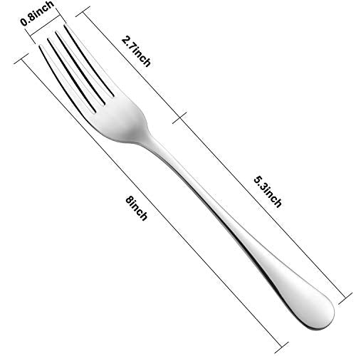 8 Pieces Dinner Forks Set, Food-Grade Stainless Steel Forks, Silverware Forks for Home, Kitchen or Restaurant, Mirror Polished, Dishwasher Safe - 8 Inch