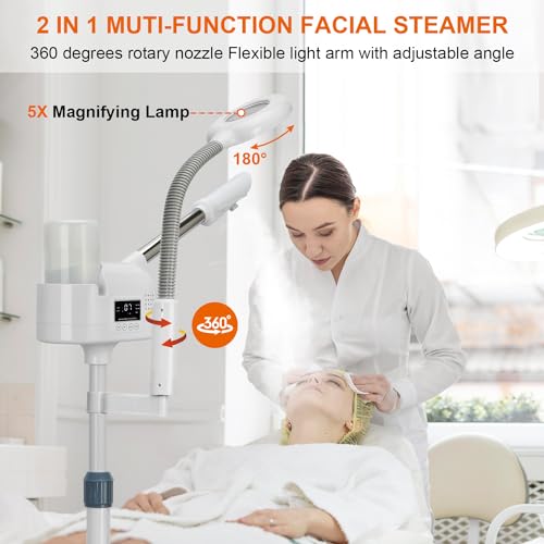 Professional 2-in-1 Facial Steamer with 5X Magnifying Lamp