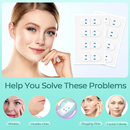 Face Tape Lifting Invisible, Face Lift Tape 152 Pcs, Instant Makeup Facelift Sticker for Loose Skin, V-Edge Patches for Turkey Neck, Neck Less Strips for Sagging Skin, Brows, Jowls, Wrinkles