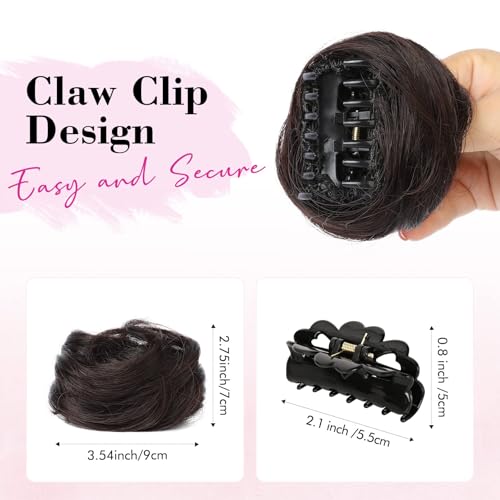 REECHO Space Bun Hair Clips - 2 Pack Claw Clip Messy Bun Extensions