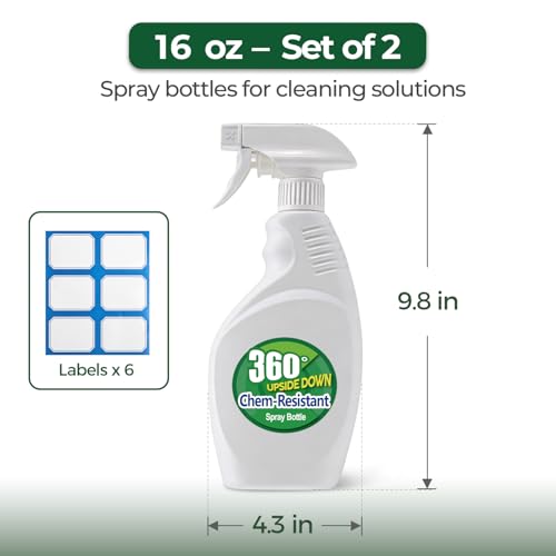 T4U Spray Bottles 16 oz 2-Pack Empty Mist Sprayers