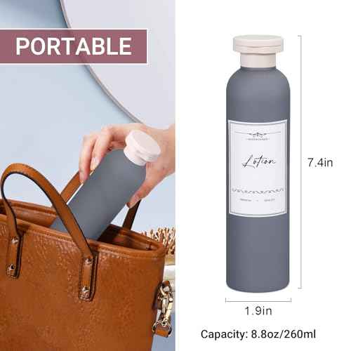 Travel Shampoo Bottle, Empty Plastic Squeeze Bottles 8.8oz with Flip Cap, Lotion Container for Toiletries Travel Size Shampoo and Conditioner