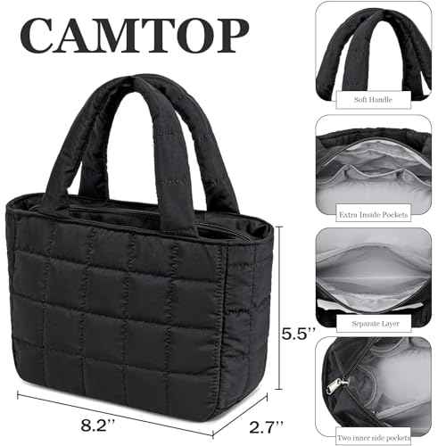 CAMTOP Makeup Bag Women Girls Cosmetic Bags Travel Toiletry Purse Zipper Pouch (Black)