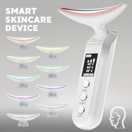 GlossaBella Facial & Neck Massager - Heating, Vibration & LED Lights