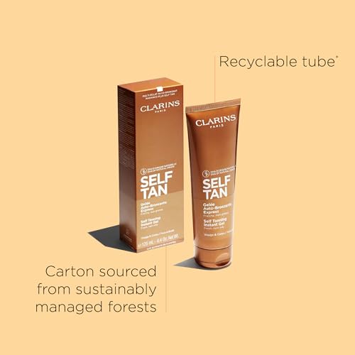 Clarins Self Tanning Tinted Gel | Self Tanner For Face and Body | Natural, Long-Lasting, Streak-Free, Buildable, Instant Tan* | Non-Staining and Fast Absorbing | Contains Glycerin