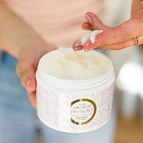 LaLicious Sugar Lavender Velour Body Melt - Multitasking Gel-to-Oil Skin Moisturizer with Macadamia Oil & Coconut Oil - Shave Gel, Hair/Scalp/Hand/Foot Mask - Help Prevent Stretch Marks (8oz)