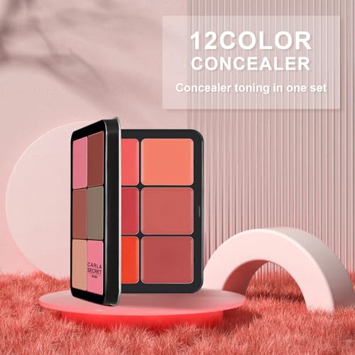 HOSAILY 12-Color Cream Blush Palette Waterproof Long Lasting Matte Face Makeup