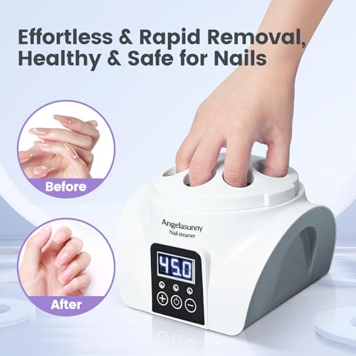 Electric Nail Steam Remover Machine Nail Soaking Bowl with Manicure Tools ? Adjustable Temp, Fast Gel/Dip/Acrylic Remover, LED Display & Acetone-Proof Bowl for Home Salon