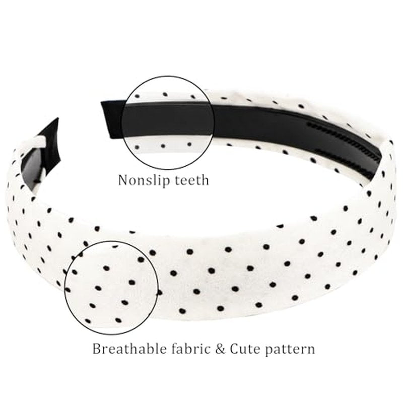 Wecoe Polka Dot Wide Headbands for Women - 2 Pcs Non-Slip Hair Accessories