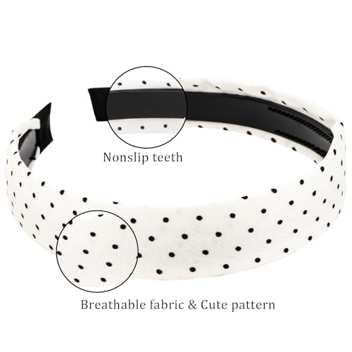 Wecoe Polka Dot Wide Headbands for Women & Girls Non-Slip Hair Accessories