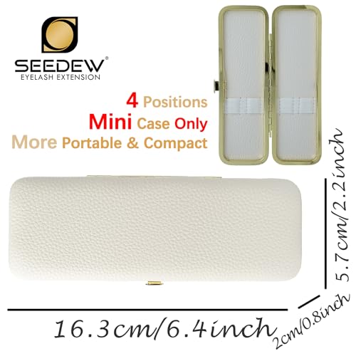 Lash Tweezers Organizer Bag, 4-Slot PU Leather Storage Case, White