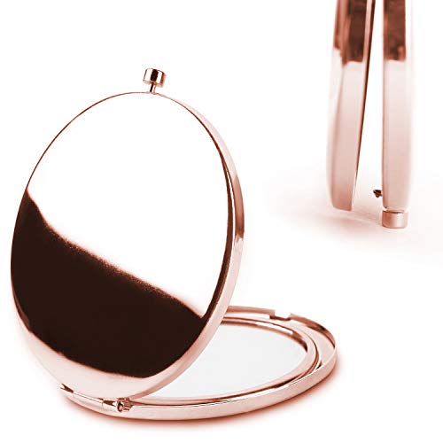 Rose Gold Compact Makeup Mirror with 1x Magnification