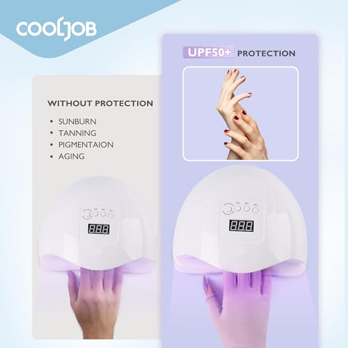 COOLJOB Anti-UV Gloves for Nail Lamp - UPF 50+ Fingerless Manicure Gloves