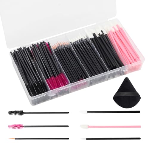 308 Pcs Disposable Makeup Applicator Kit - Triangle Puffs, Wands & Brushes