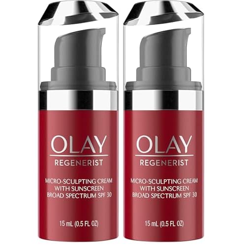 Olay Regenerist Micro-Sculpting Cream Face Moisturizer with Sunscreen,SPF 30,Trial Size 0.5 oz,(Pack of 2)