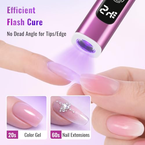 YSC Pink Handheld UV Nail Light Cordless Flash Cure Lamp with Dual Timers