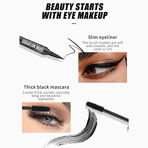 4D Silk Fiber Mascara and Eyeliner Set - Waterproof