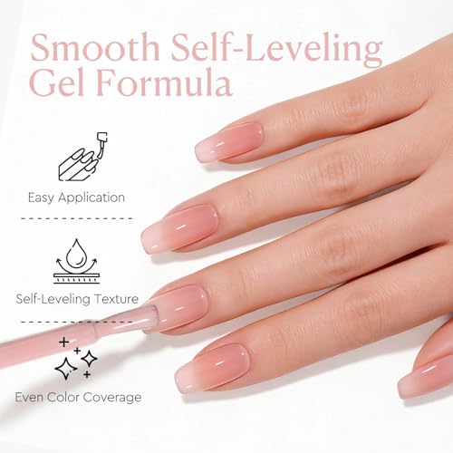 AZUREBEAUTY Jelly Pink Nude Pink Gel Nail Polish 18ML Sheer Natural Finish
