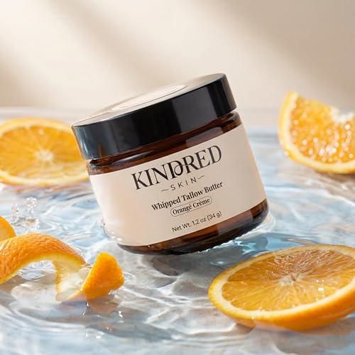 Kindred Skin Whipped Tallow Body Butter ? Handcrafted in USA ? Grass-Fed Beef Tallow ? Hydrating Face & Body Moisturizer for Dry, Sensitive Skin ? Clean, Non-Greasy Skincare ? Orang? Cr?me, 1.2 oz