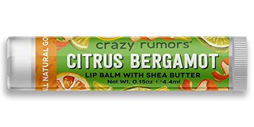 Crazy Rumors Citrus Bergamot Lip Balm. 100% Natural, Vegan, Plant-Based, Made in USA (1-Pack)