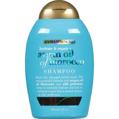 OGX Brand Extra Strength Hydrate & Repair Shampoo, 13 fl oz (Pack of 2), Paraben & Sulfate-Free Surfactants, with Argan Oil of Morocco for Dry, Damaged Hair, Cold-Pressed, 26 Fl Oz