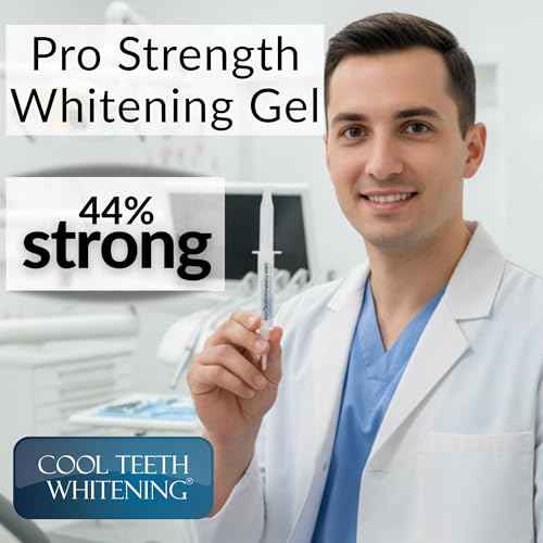 Teeth Whitening Gel for Trays – Pro Strength 44% Carbamide Peroxide, 5 Syringes (50 Uses) + 2 Trays, Enamel Safe Teeth Whitener, Removes Coffee, Wine & Tobacco Stains, at-Home Pro Whitening Kit