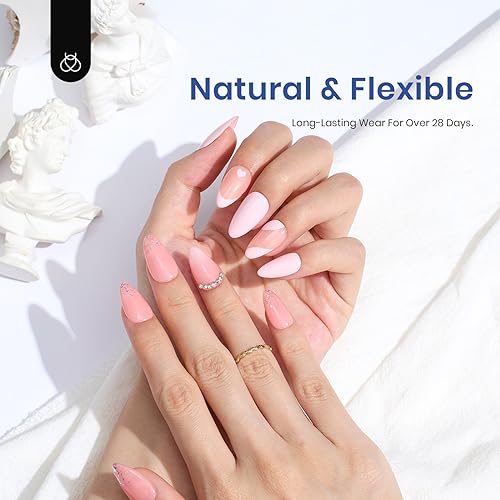 Beetles Short Almond Gel Nail Extension Kit with Mini LED Lamp & Glue