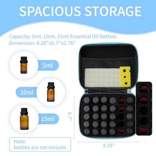 Essential Oil Storage Holder Organizer Carrying Case, 30 Bottles, Essential Oils Box for 5ml- 15ml Bottle Travel Storage Organizer Bag with Labels & Bottle Opener for doTERRA & Young Living