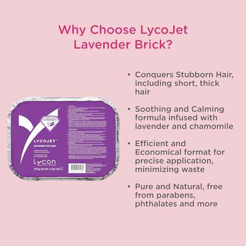 Lycon LycoJet Lavender Hard Wax Bricks for Hair Removal, Effortlessly Removes Stubborn Hair with Professional-Grade Soothing Formula, Suitable for Sensitive Skin, 1kg/ 35.3 oz