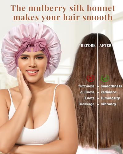 100% Mulberry Silk Bonnet for Sleeping | 2-Layer Hair Wrap