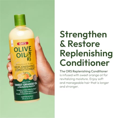 ORS Olive Oil Strengthen & Nourish Replenishing Conditioner infused with Sweet Orange Oil for Revitalizing Moisture 12.25 Ounce (Pack of 4)