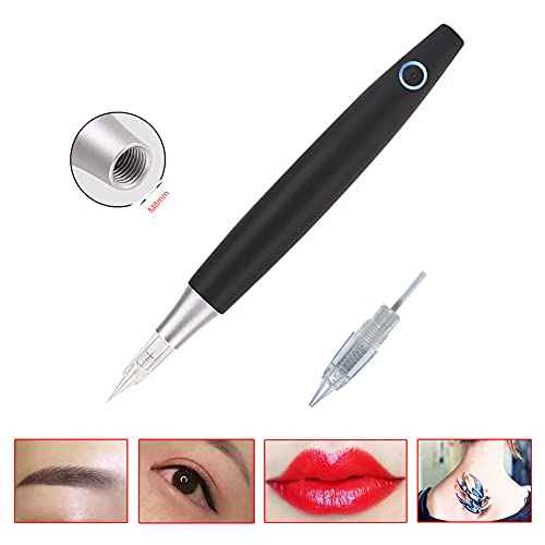 Permanent Eyebrow Makeup Pen Tattoo Rotary Machine 10PCS Needles For Eyebrows,Eyeliners, Lips (Black,AP686B)