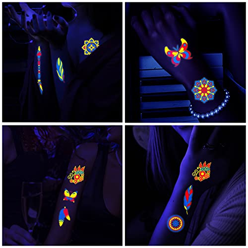 160 Glow in Dark Temporary Tattoos - UV Blacklight Reactive