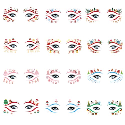 Christmas Eye Shadow Stickers - 12 Pairs Festive Temporary Tattoos