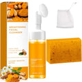 Turmeric Wash and Care Two Piece Set,Turmeric Facial Cleanser & Soap Bar,Face & Body Cleanser, Face Wash and Natural Handmade Soap,for All Skin Types£¬Bring a Bubble Net