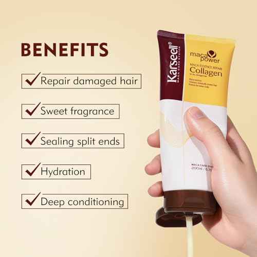 Karseell Collagen Hair Treatment Deep Repair Conditioning Argan Oil Collagen Hair Mask Essence for Dry Damaged Hair All Hair Types 200ml