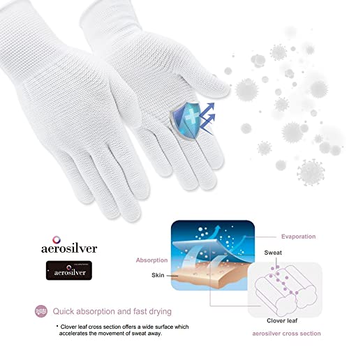 Youneedthat Nitrile Glove Liners for Eczema - 20-Count Safety Gloves with Non-Slip Grip, White, Food Prep