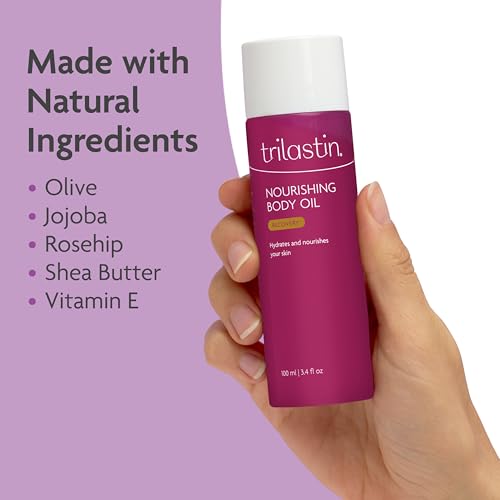 TriLASTIN Body Oil with Vitamin for Stretch Marks & Moisturizing - Paraben-Free, 3.4oz