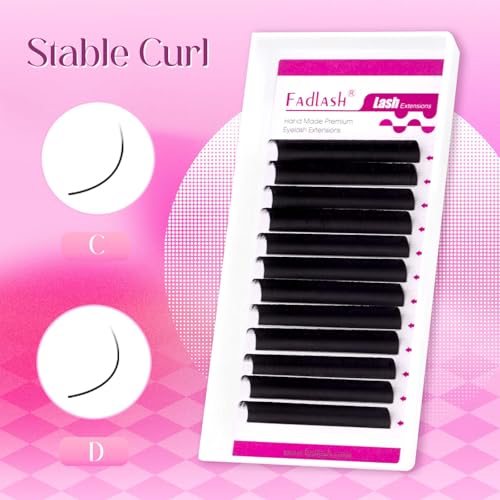 FADLASH Easy Fan Lash Extensions C D Curl Blooming Volume Eyelash Extensions 8-25mm Volume Lashes Self Fanning Eyelashes Extensions Supplies Lash Tray (0.07D, 14mm)