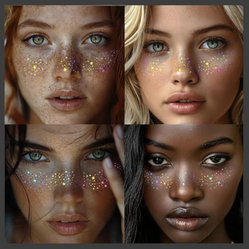 Glitter Freckles Temporary Face Tattoos - 24pc Waterproof Set