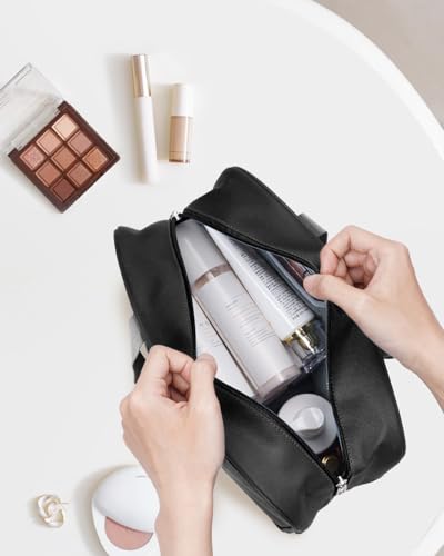 Large Black Toiletry Bag for Women - Travel Makeup Organizer