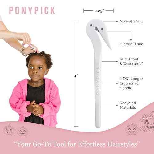 Hair Elastic Rubber Bands Cutter - Easy To Use, Pain-Free, No Hair Damage - Ponytail Tool for Kids & Toddlers (3 Packs & 50 Clear Elastics)