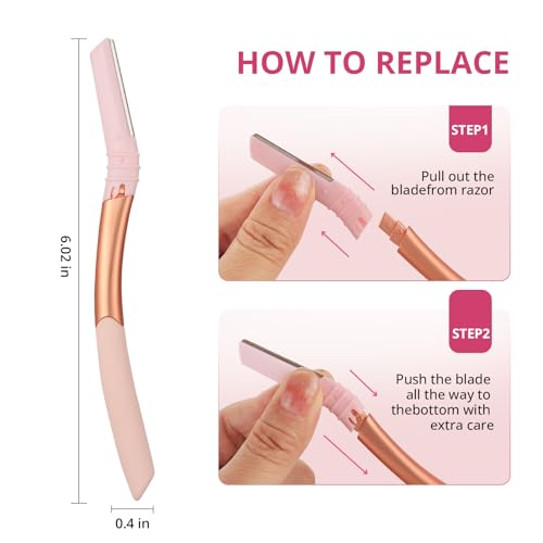 Dermaplane Razor for Women & Men Face & Eyebrow Shaping Reusable Handle with 10 Blades
